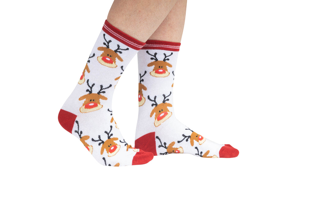 womens rudolph christmas socks