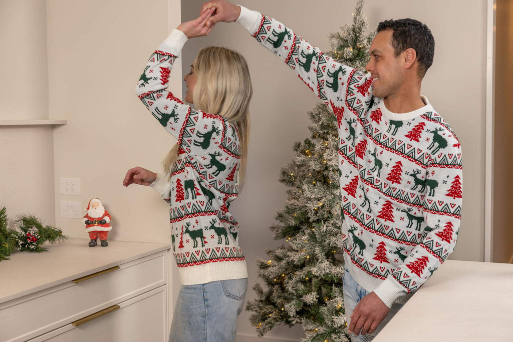 Matching couple christmas jumpers hotsell