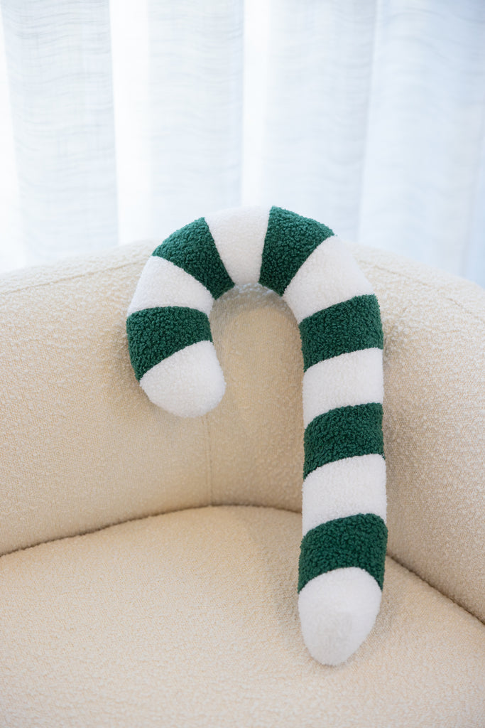 Green candy cane christmas cushion
