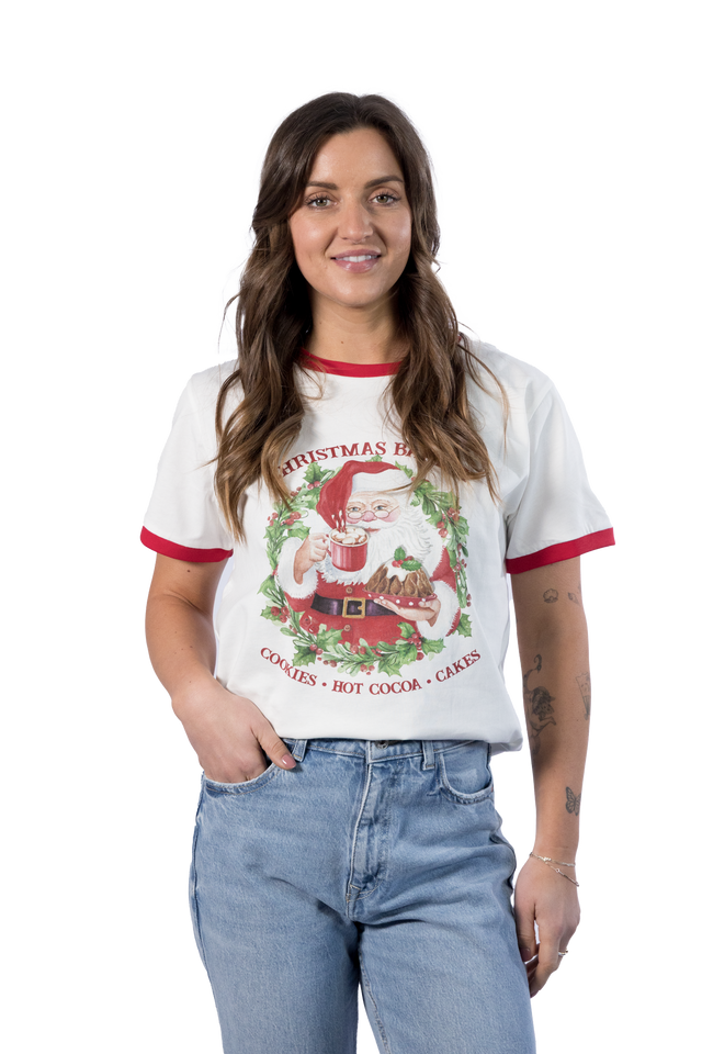 Women's Cotton Santa Christmas T-Shirt