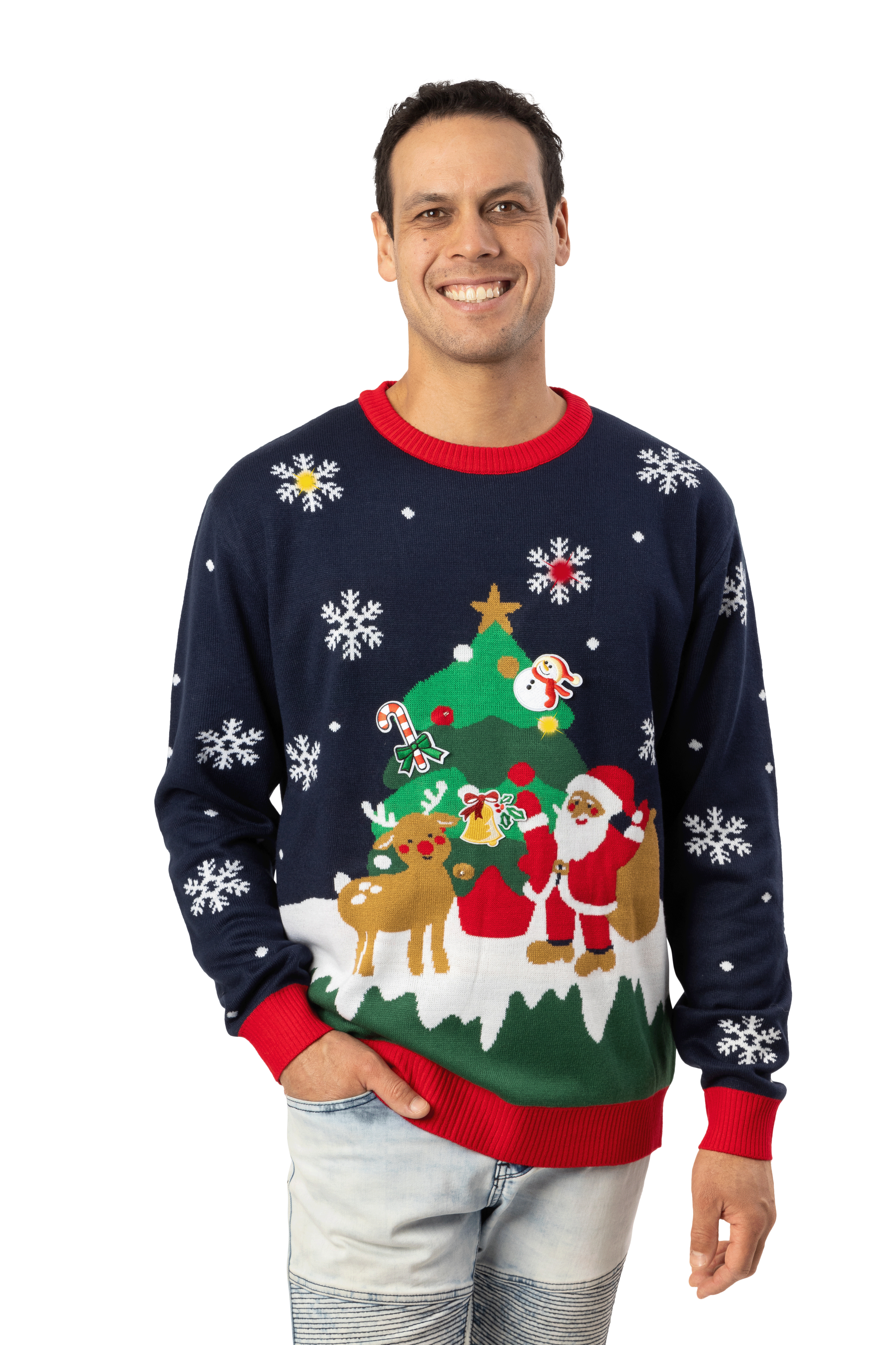 Mens christmas 2025 sweater with lights