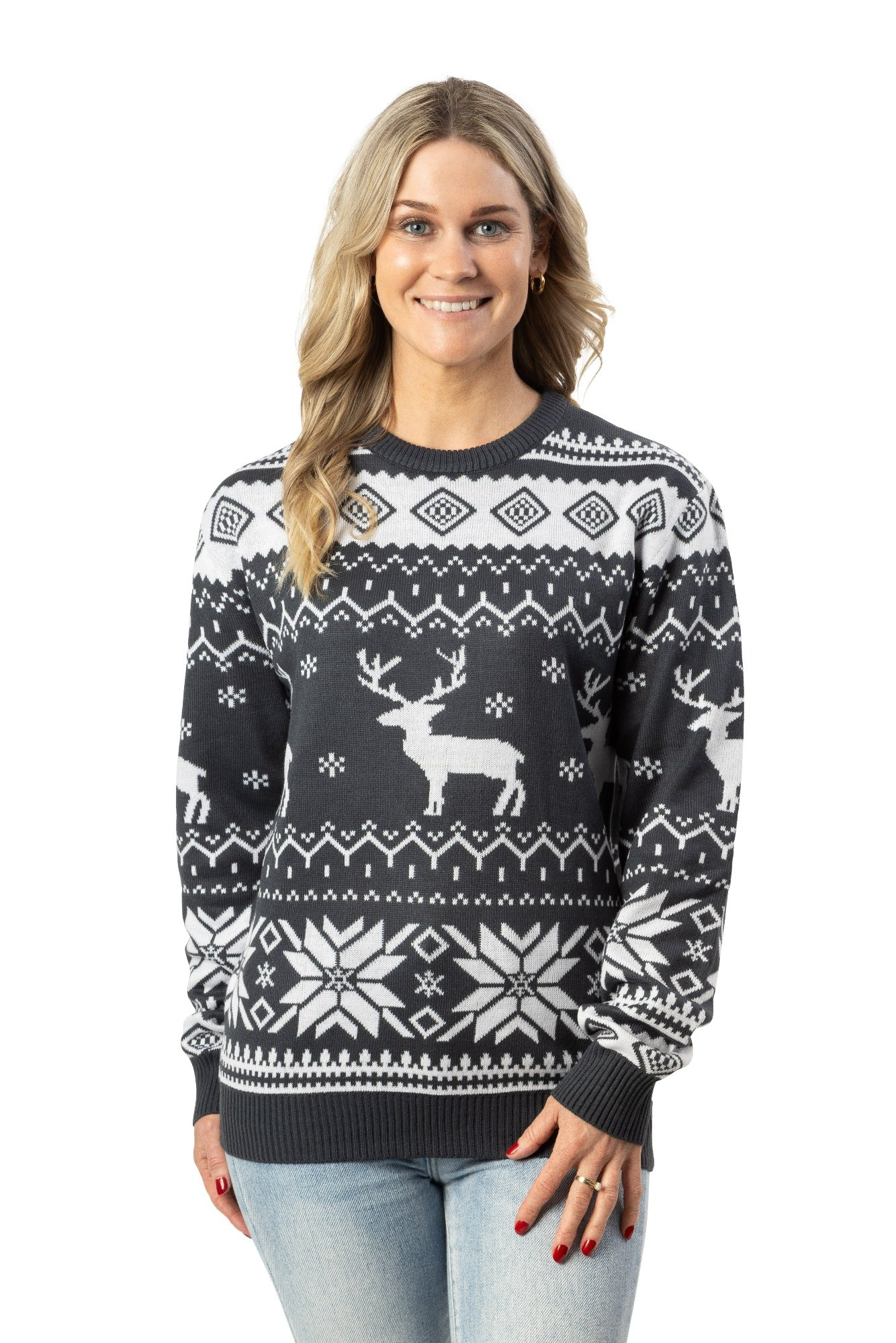 Christmas Jumper Scandi Jumper Womens Blue Womens Christmas Jumper
