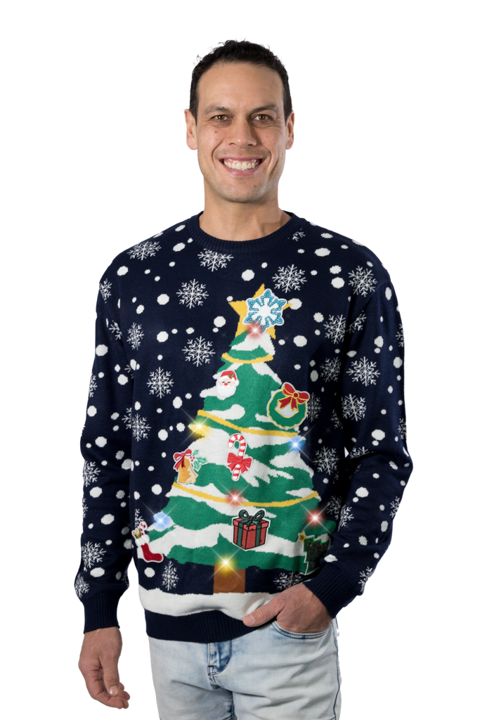 Light Up Xmas Jumper Men LED Light-up Mens Christmas Jumper With