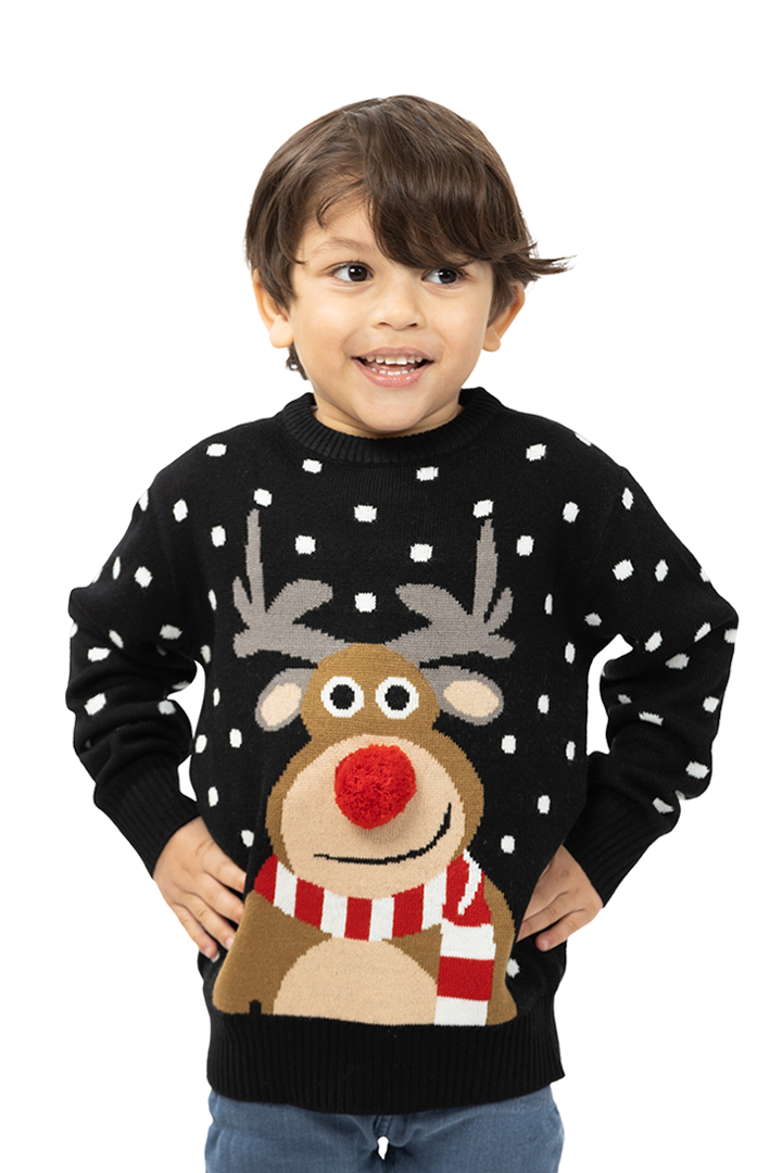 Children s 3D Rudolph Christmas Jumper Christmas Jumpers NZ